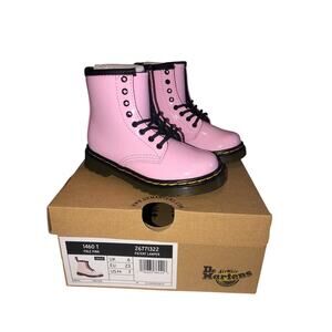 Dr Martens Patent Lamper Size 7 Toddler Combat Boots Pink Girls Lace Zipper NEW